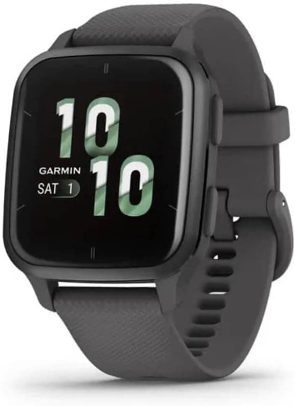 Garmin Venu Sq 2 - Montre connectée GPS Multisports avec écran AMOLED et Suivi santé - Gray avec Bracelet Gris foncé - Boîtier 40 mm Noir
