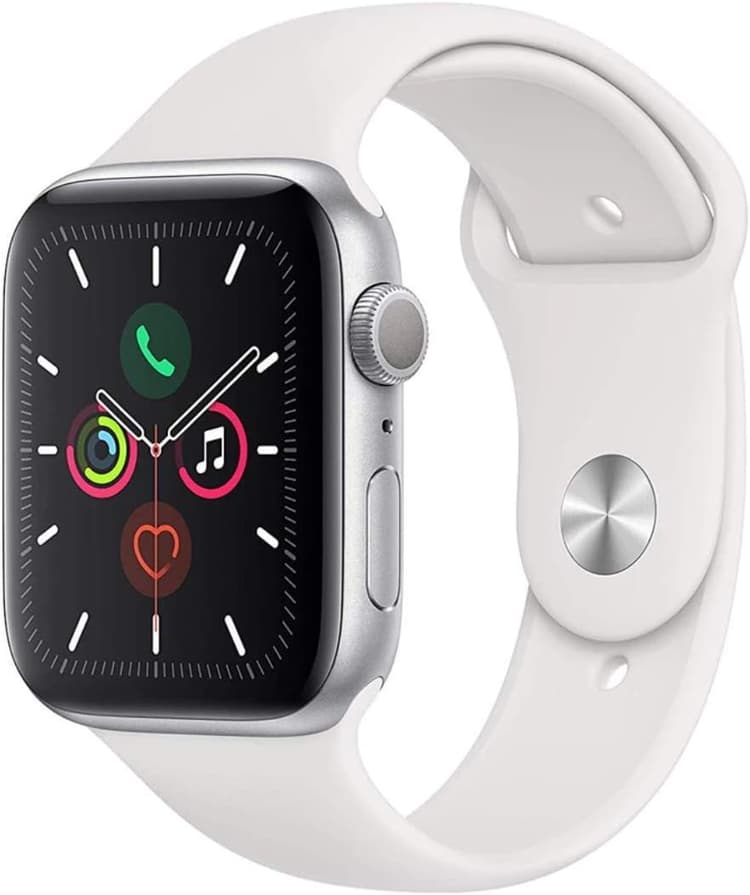 Apple Watch Series 5 (GPS, 44MM) Boîtier en Aluminium Argent avec Bracelet Sport Blanc (Reconditionné)