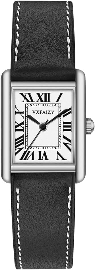 Montre Femme Rectangle Rétro Chiffres Romains Bracelet Cuir