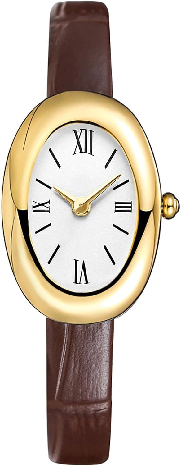MASTOP Bracelet Watch for Women - Elegant 24mm Oval Dial Bangle Watch - Gold Jewelry Style Quartz Wristwatch - Dainty Vintage