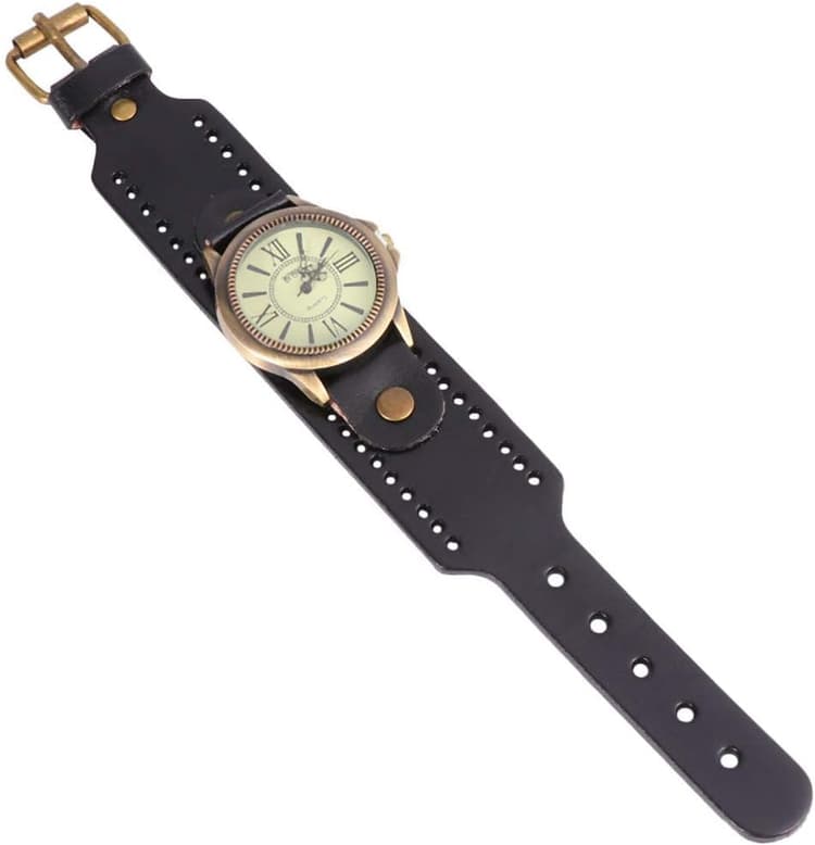 Montre Rétro Vintage Casual Montre-Bracelet en Cuir pour Femme - Blanc