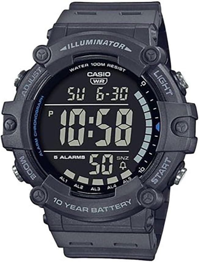 Casio Illuminator AE1500WH Series | 10-Year Battery | LED Backlight | 5-Alarms | 1/100 Sec Stopwatch | Men's Digital Watch