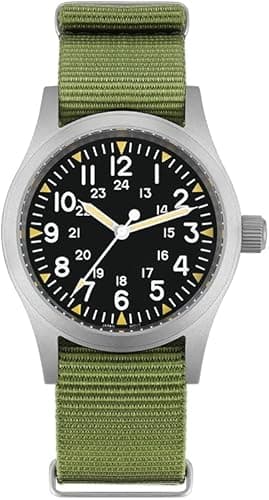 Militado ML05 38mm VH31 Quartz Watch - Domed Sapphire Crystal Field Watch C3 Super Luminous Retro Sweep Wrist Watch for Men 100M Waterproof