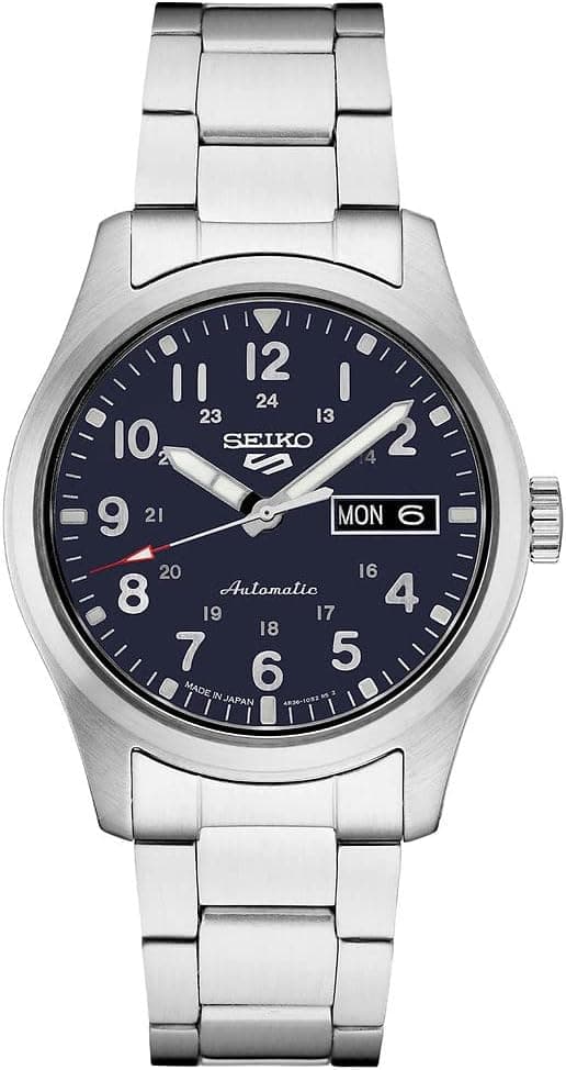 SEIKO Automatic Watch for Men - 5 Sports - Day/Date Calendar, LumiBrite Hands and Markers, and Rotating Bezel, 100m Water-Resistant