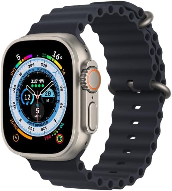 Apple Watch Ultra 2 (GPS, 49MM) Boîtier en Titane avec Bracelet Black Ocean, Taille Unique (Reconditionné)