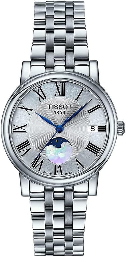 Tissot Womens Tissot Carson Premium Lady Moonphase Swiss Quartz Watch, Grey, Stainless Steel, 16 (T1222231103300)