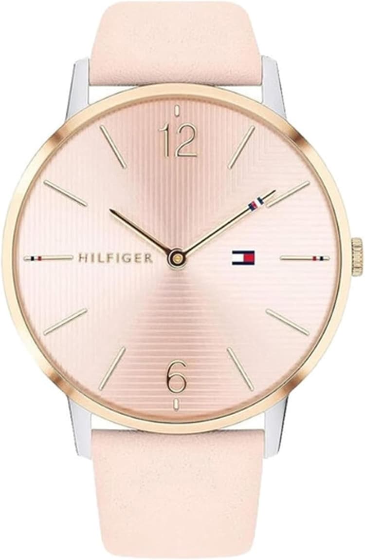 Tommy Hilfiger Montre Analogique à Quartz pour Femme avec Bracelet Milanais en Acier Inoxydable Argenté ou Bracelet en Cuir Rose