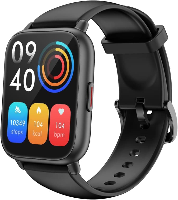 Montre Connectée Homme Femme pour Samsung Xiaomi iPhone Android iOS Smartwatch Appel Bluetooth Montre Sport Podomètre Cardiofréquencemètre Oxymètre Multisport Étanche IP68 Noir