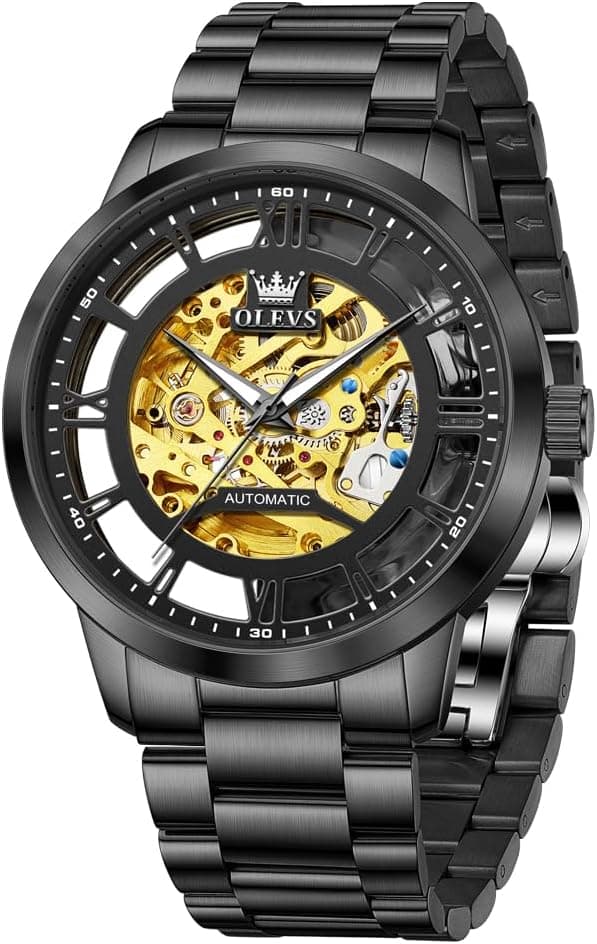 OLEVS Montre Homme Automatique Squelettée Mécanique Luxe Diamants Étanche Lumineux Montre