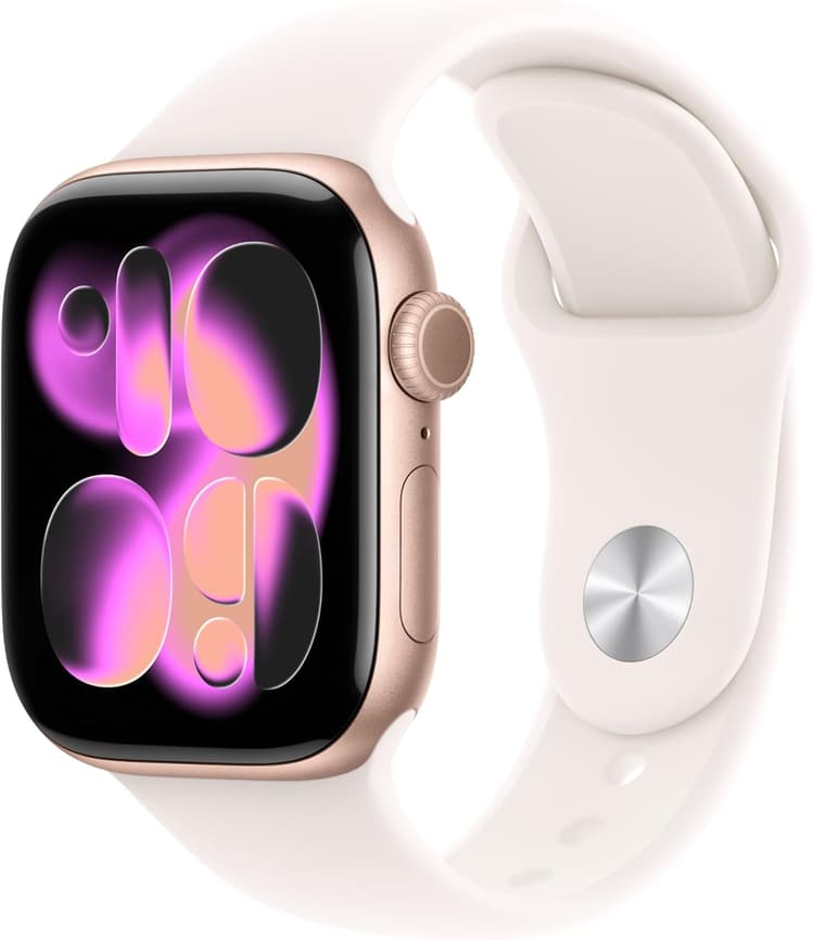 Apple Watch Series 11 [GPS 42mm] Smartwatch with Rose Gold Aluminum Case with Light Blush Sport Band - S/M. Sleep Score, Fitness Tracker, Health Monitoring, Always-On Display, Water Resistant