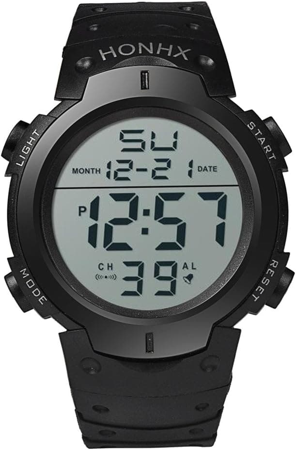 Mode Hommes garçon LCD numérique chronomètre Date en Caoutchouc Sport Montre-Bracelet Cadeau High Tech Homme