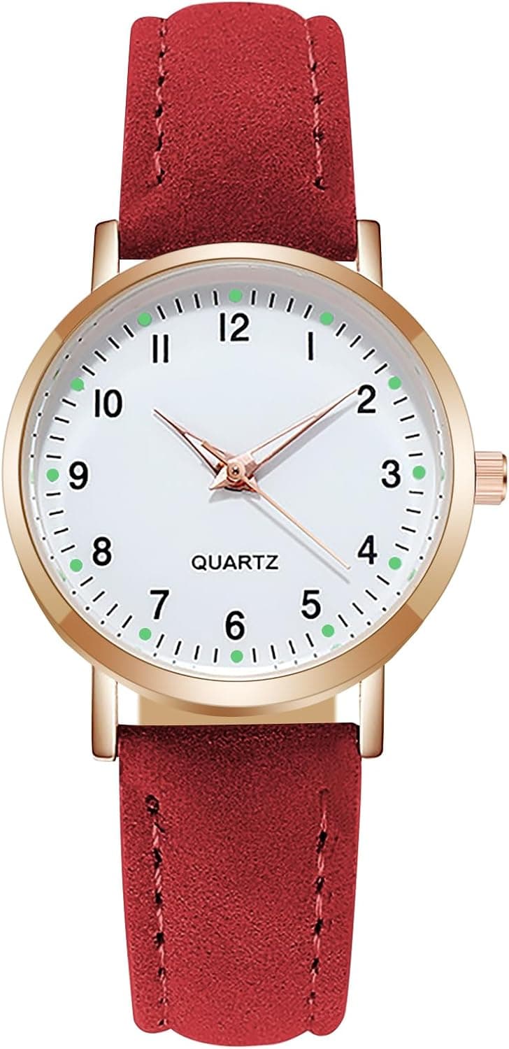 Montre Femme, Lumineux Montre à Quartz Analogique pour Femme, Montres à la Mode Femmes Montres élégante avec Bracelet en Cuir Brossé pour Femmes