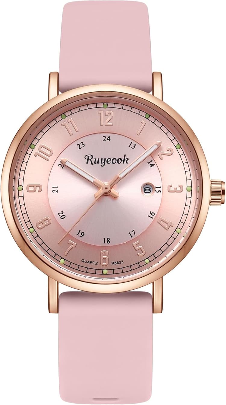 Quartz Analog Watch,Silicone Band, Calendar Date Display, Water Resistant, Watch for Women Nurses Female Nursing Students Lady