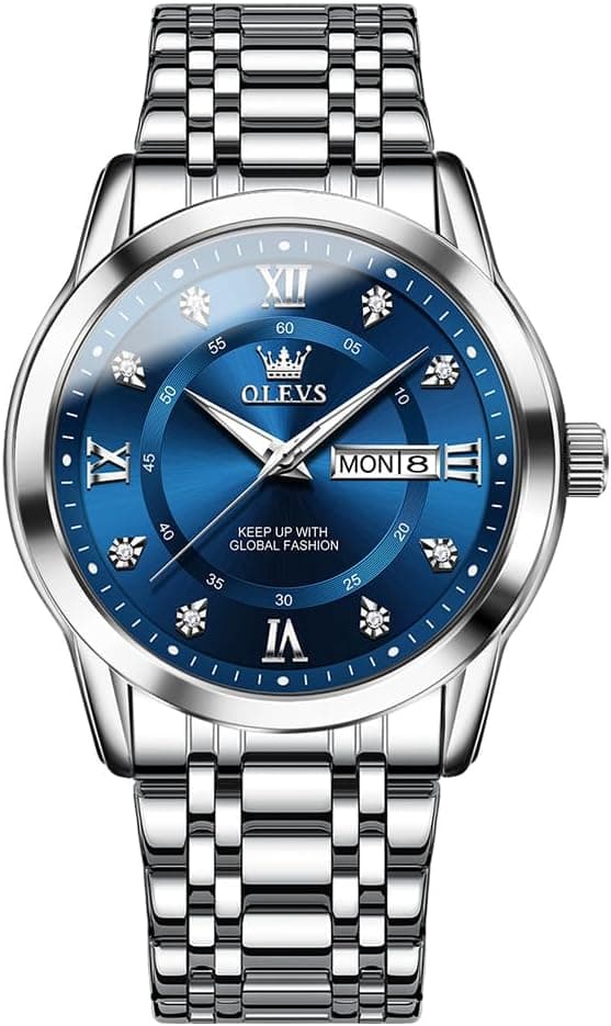 OLEVS Montres Hommes Diamant avec Parfum analogique Quartz Acier Inoxydable étanche à l'eau Date Lumineuse Bicolore Luxe Casual Montre Cadeaux pour Hommes