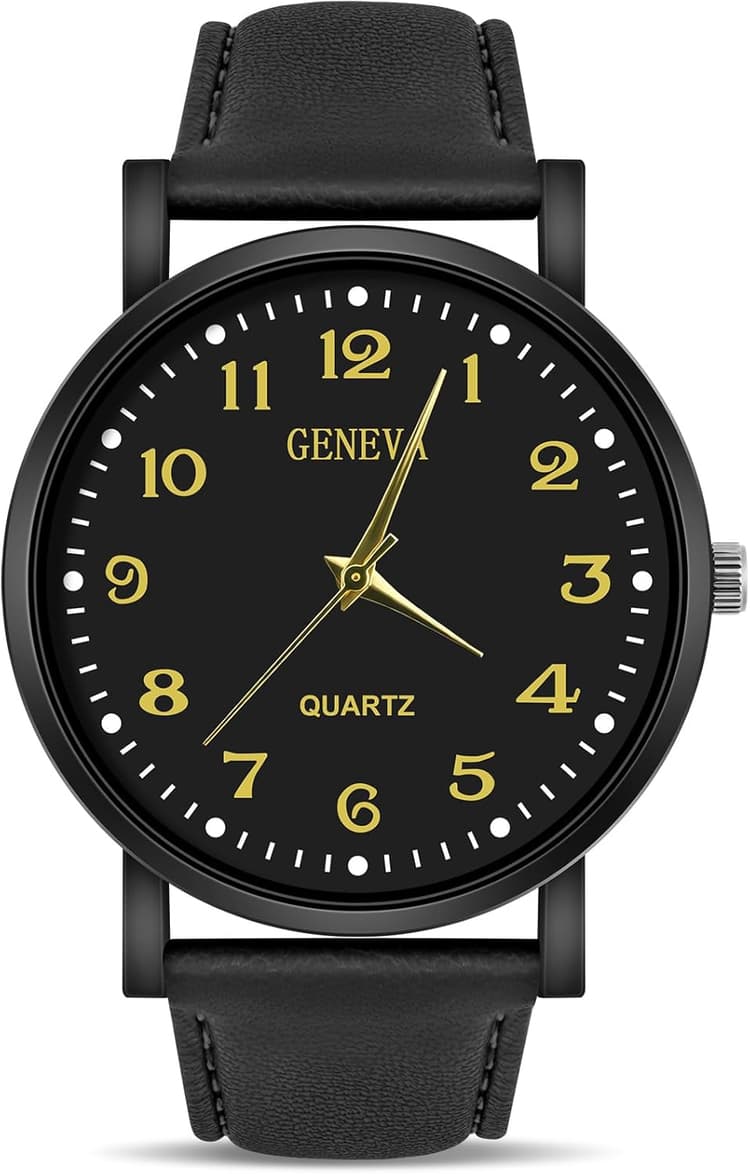 OFFCUP Montre Homme, Montres analogiques à Quartz, Montres d'affaires avec Bracelet en Cuir Cadran Numérique, Faciles à Lire, Montres-Bracelets Cadeau Élégant pour Homme Père Amis Fête des Pères