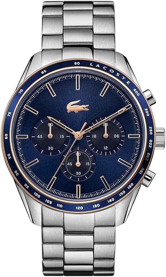 Lacoste Montre Chronographe à Quartz Collection Boston pour Homme avec Bracelet en Cuir ou en Acier Inoxydable en Maillons ou Maille
