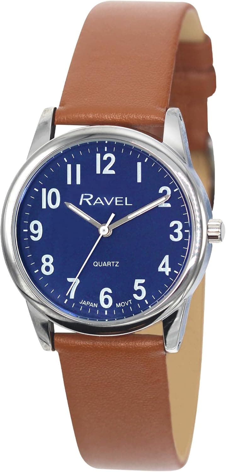 Ravel Plus - Montre Unisexe du Quotidien avec Bracelet en Cuir Microfibre - Quartz Analogique Japonais - RP