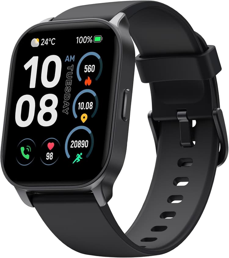 TOOBUR Montre Connectée Homme Femme avec Alexa, Smartwatch avec Podometre, 100 Sports, Appel et cardiofrequencemetre, Suivi du Sommeil, Étanche IP68, Compatible iOS Android, Noir Minuit