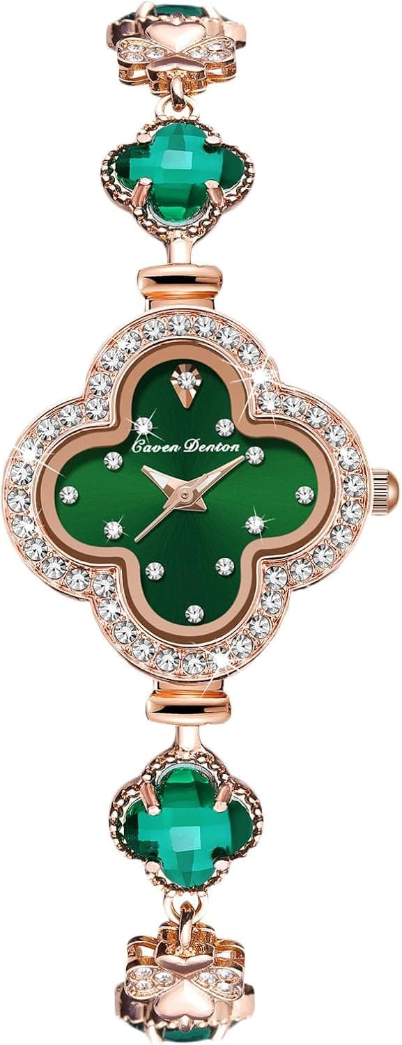 RORIOS Montres Bijoux pour Femme Montre Trèfle Bracelet Montre De Poignet Analogique Quartz Montre Diamant Mode Bracelet Fille Élégant