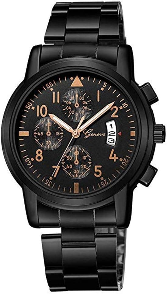 Montre haut de gamme Genève en acier Trois yeux et six aiguilles avec calendrier Montre décontractée pour homme d'affaires, G, 245mm, Bracelet