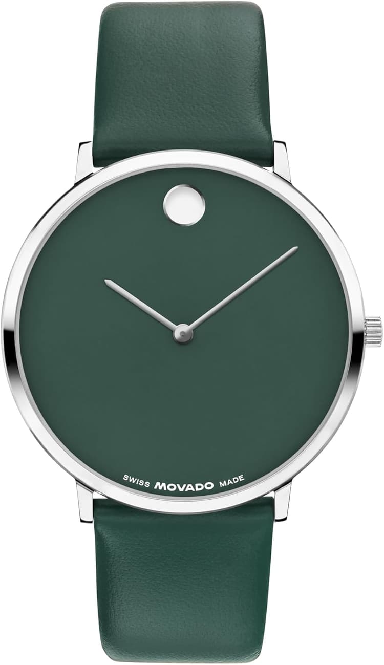 Movado Modern 47 Men’s Quartz Watch – 40mm Round Case, Leather Strap – Gift for Him