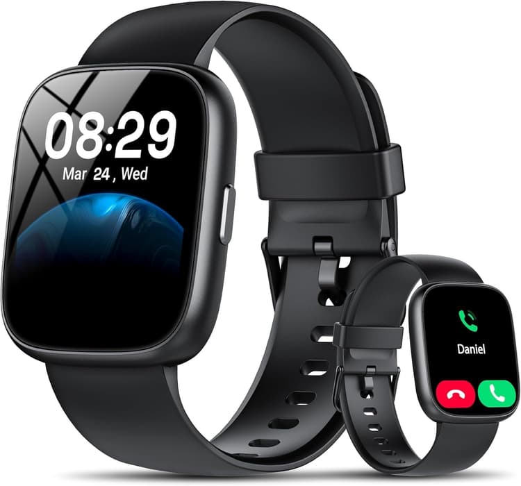 Montre Connectée Femme Homme, 1,83" HD Smartwatch avec Appel Bluetooth, Alexa Intégrée, Etanche IP68 montre connectee, 120+ Sportifs, Smart Watch avec SpO2/Sommeil/Fréquence Cardiaque/Podometre, Noir