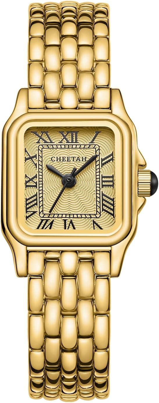 CHEETAH Montres pour Femmes à Quartz Analogique avec Bracelet Vintage, Boîtier Rectangulaire, Cadran Romain, Montre-Bracelet Numérique étanche Acier Inoxydable Petit Cadran pour Femmes et Filles