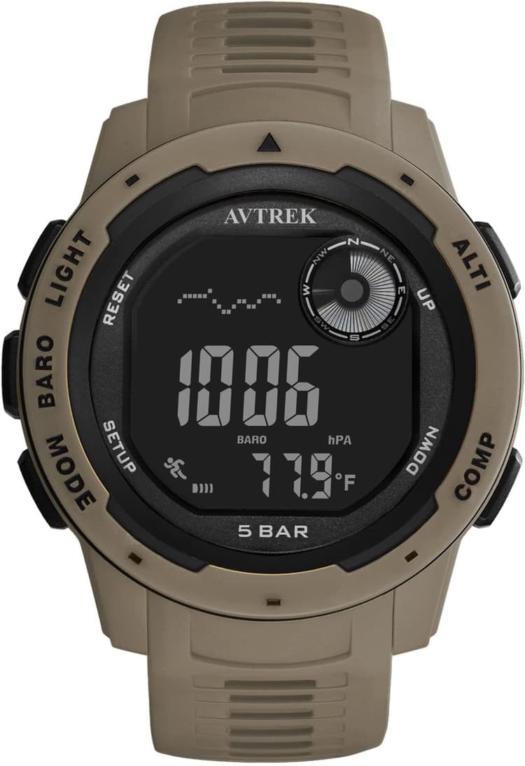 Tactical Watch with Compass,50M Waterproof Pedometer, Digital Altimeter Watch for Outdoor Hiking/Climbing(Cafe)