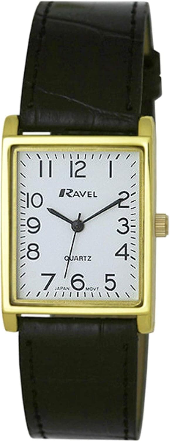 Ravel - Montre Traditionnelle Unisexe rectangulaire avec Cadran à Chiffres clairs