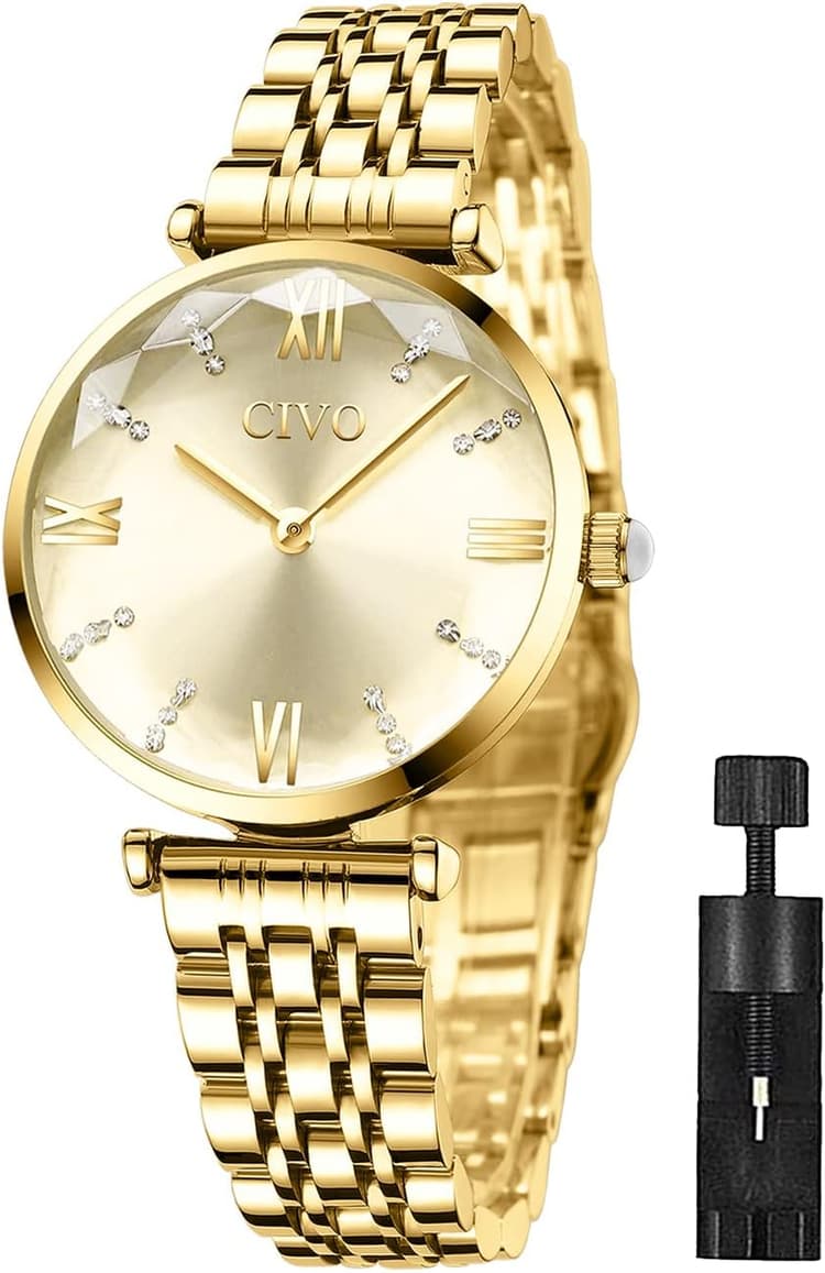 CIVO Montre Femme Acier Inoxydable Bracelets de Etanche Luxe Analogique Quartz Mode Décontractée Cadeaux