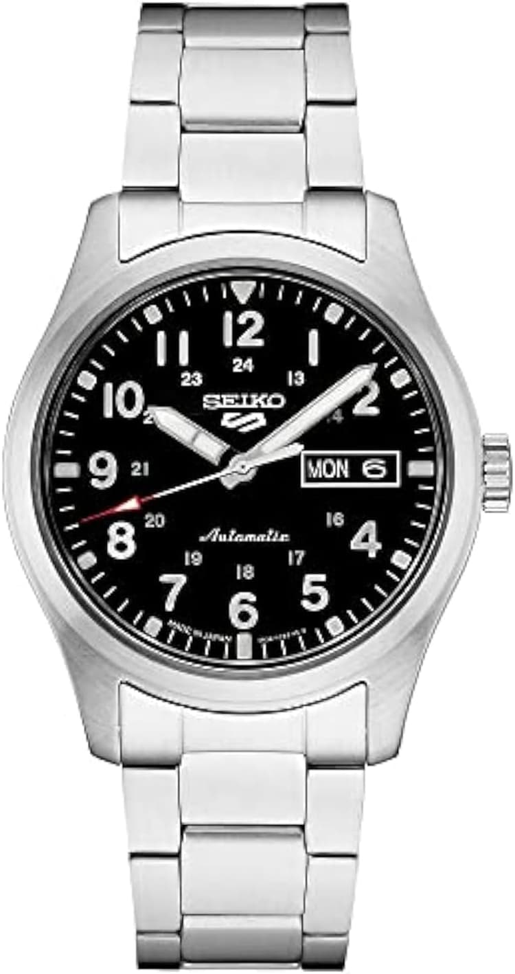 SEIKO Automatic Watch for Men - 5 Sports - Day/Date Calendar, LumiBrite Hands and Markers, and Rotating Bezel, 100m Water-Resistant