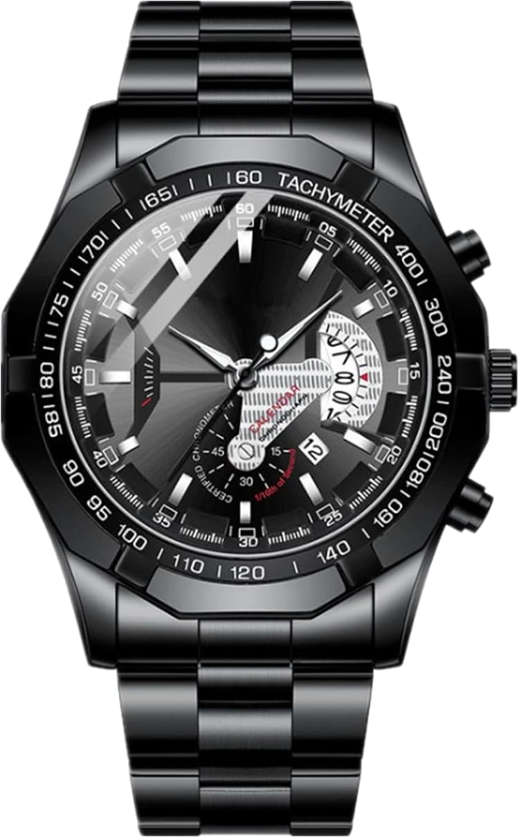 Montres en acier inoxydable imperméable à l'eau Date Big Face Or Argent Noir Bleu Business Dress Sport Luxe Casual Analogique Quartz Montres-bracelets