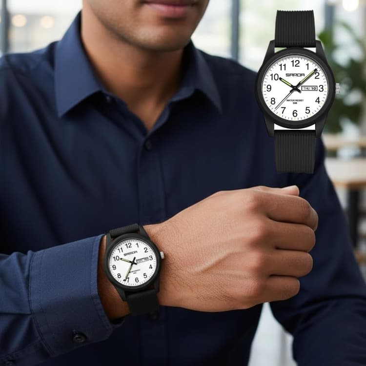 Watches for Men Watches with Soft Band Learning Time 50M Waterproof Watch with Calendar for Daily & Business Wear Easy to Read