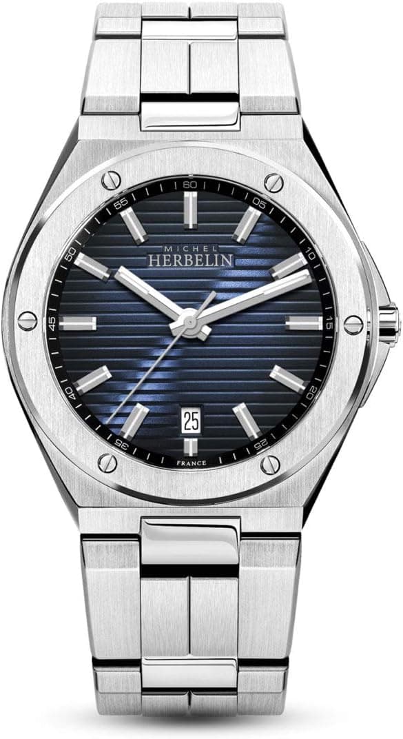 Michel Herbelin Montre analogique à Quartz pour Homme avec Bracelet en Acier Inoxydable 12245B15