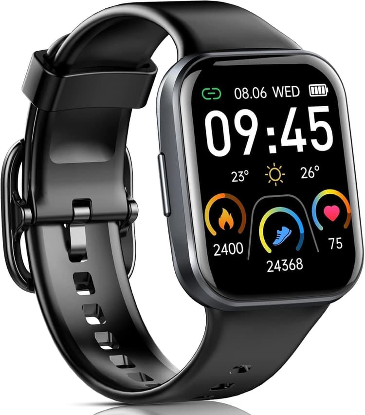 Montre connectée pour Femme, Homme, 1,69" HD Smart Watch, 25 Sportives, Moniteur de fréquence Cardiaque, étanche IP68, podomètre, chronomètre et Notifications de Messages pour Android iOS