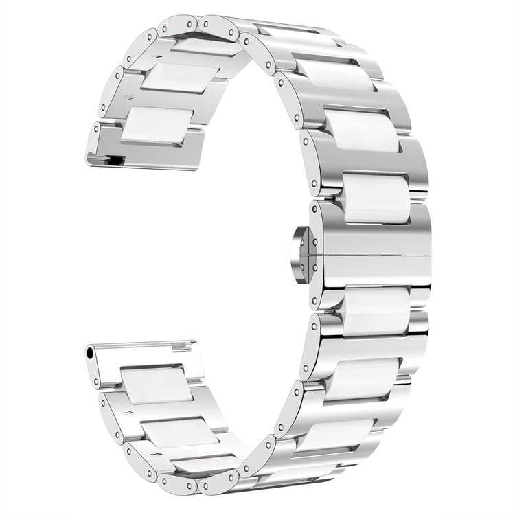 BINLUN Bracelet de Montre en Céramique avec en Acier Inoxydable Poli 12mm/14mm/16mm/18mm/20mm/22mm avec Boucle Papillon