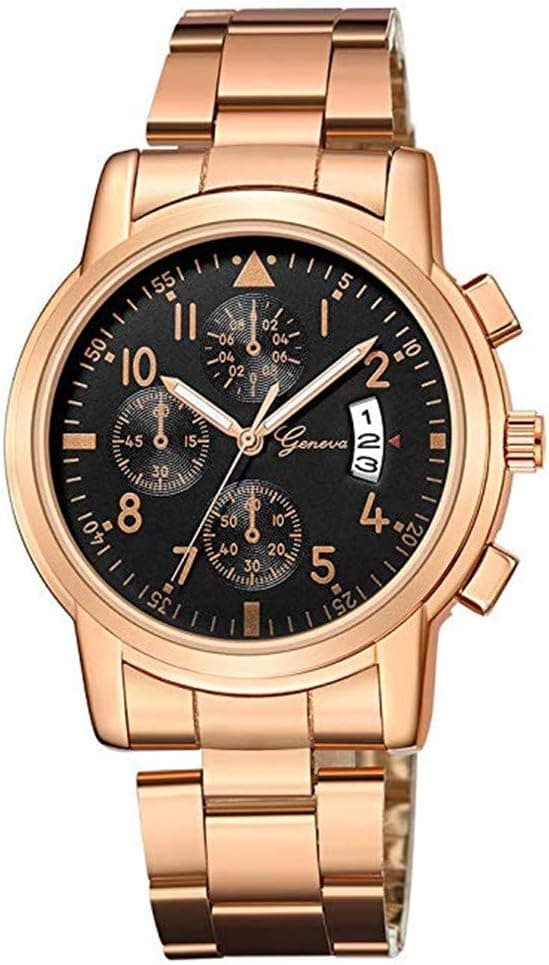 Montre haut de gamme Genève en acier Trois yeux et six aiguilles avec calendrier Montre décontractée pour homme d'affaires, D, 245mm, Bracelet