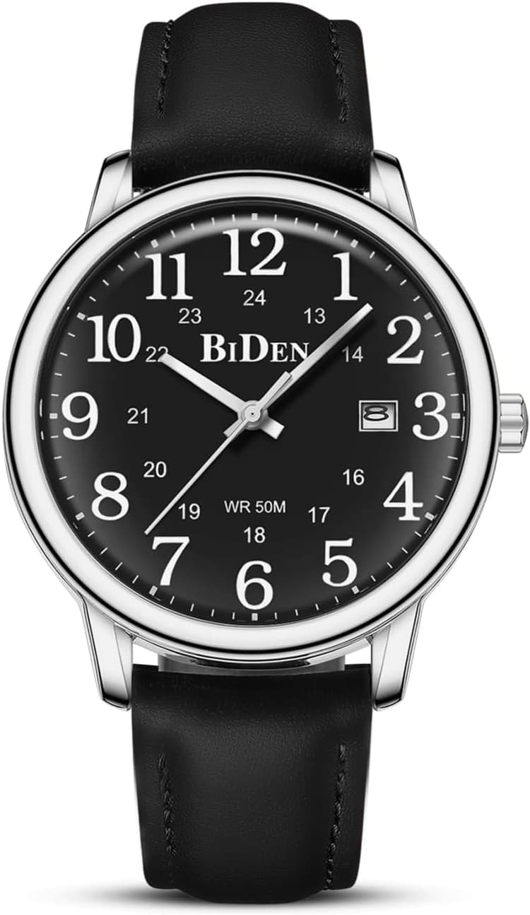 HANPOSH Montre Homme Bracelets en Cuir avec Grand Cadran numérique, faciles à Lire, Montres à Quartz étanches Montres pour Hommes ou Femmes