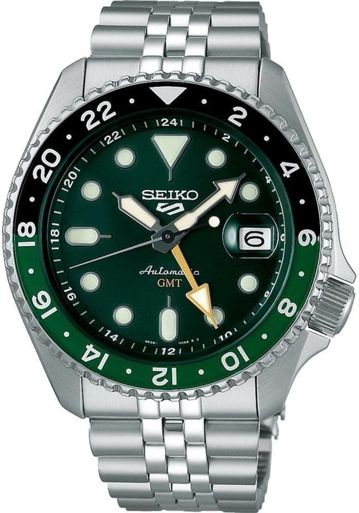SEIKO 5 Sports SKX GMT Automatic Green Dial Sprite Bezel Men's Watch SSK035