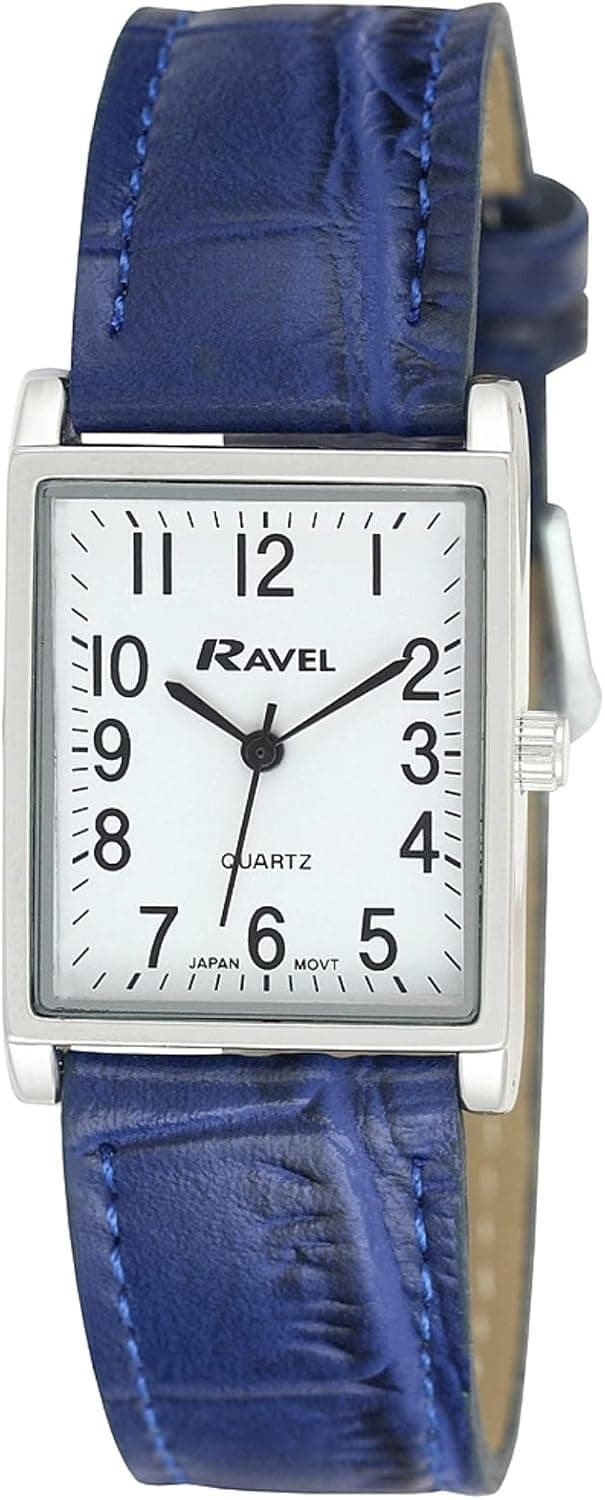Ravel - Montre Traditionnelle Unisexe rectangulaire avec Cadran à Chiffres clairs