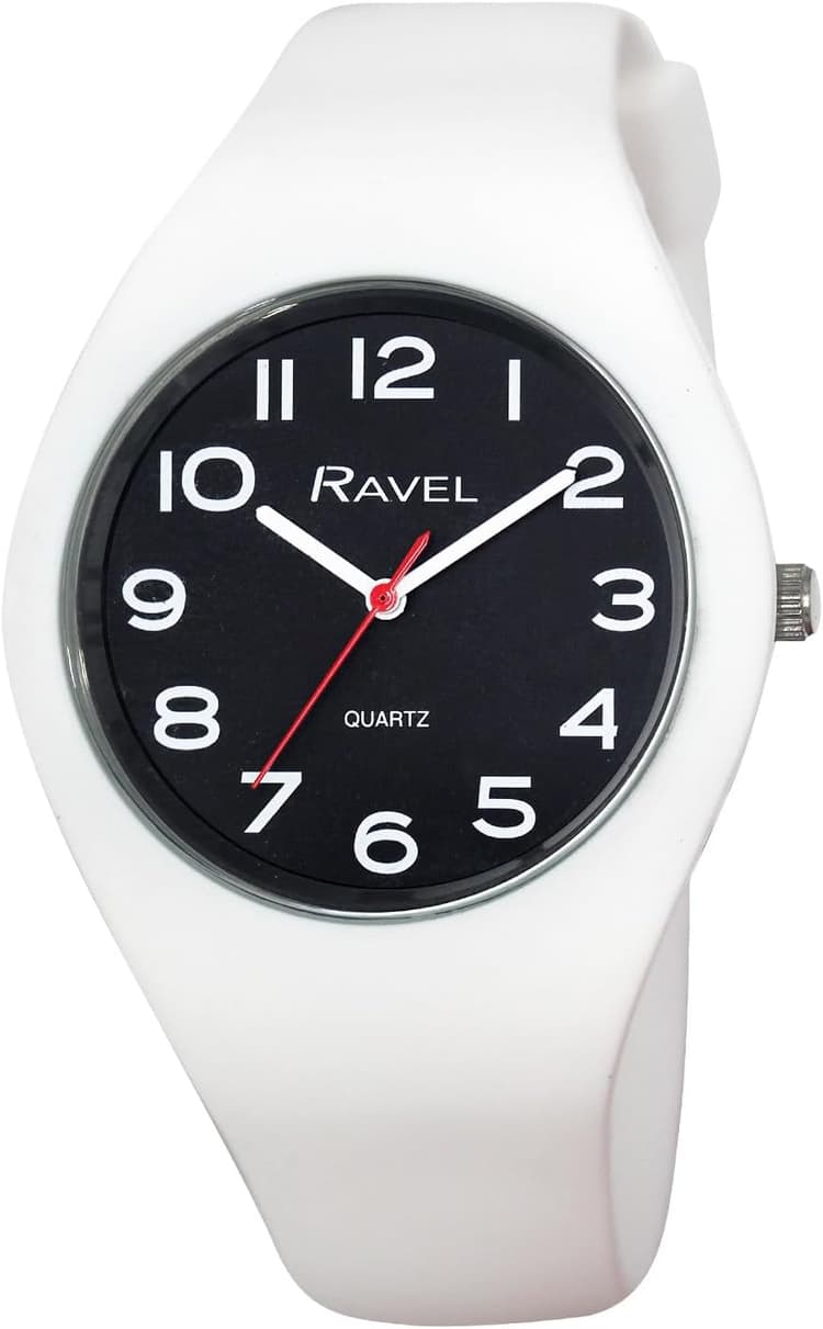 Ravel - Montre Unisexe Confortable avec Bracelet Silicone Contrasté - Quartz Analogique - R1804
