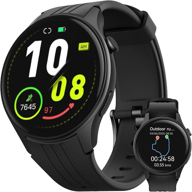 Parsonver Montre Connectée GPS Intégré pour Course à Aied, Smartwatch avec Appels Bluetooth, 100+ Sportifs, Fréquence Cardiaque, Sommeil, IP68 Étanche, Montre Sport pour Android/iOS (Noir, 43 mm)