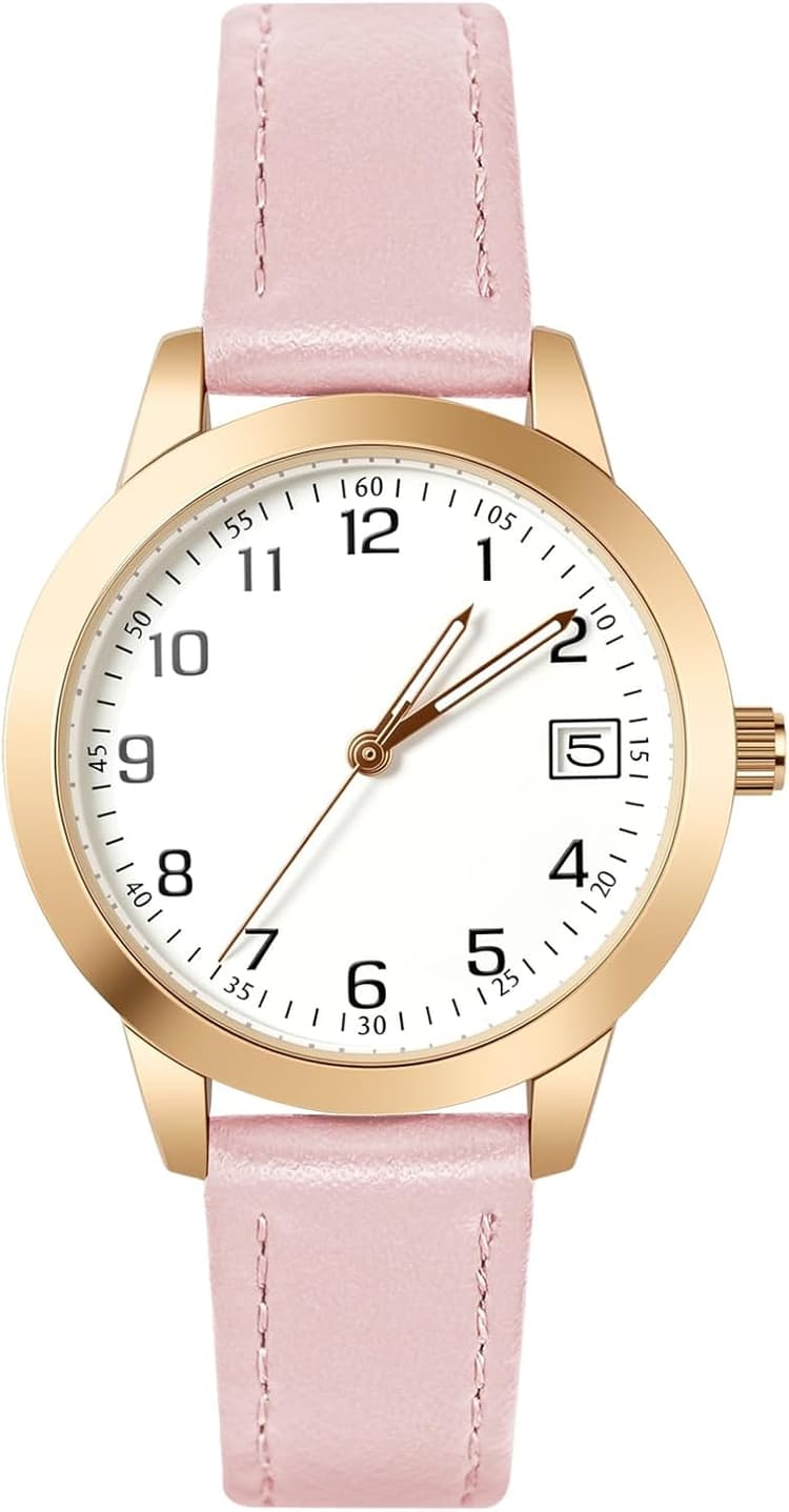 OFFCUP Montre pour Femme, Montre Femmes Bracelet en Cuir, Montre Analogique Quartz, Montre de Poignet pour Ladies Mode Élégant pour Femmes Filles