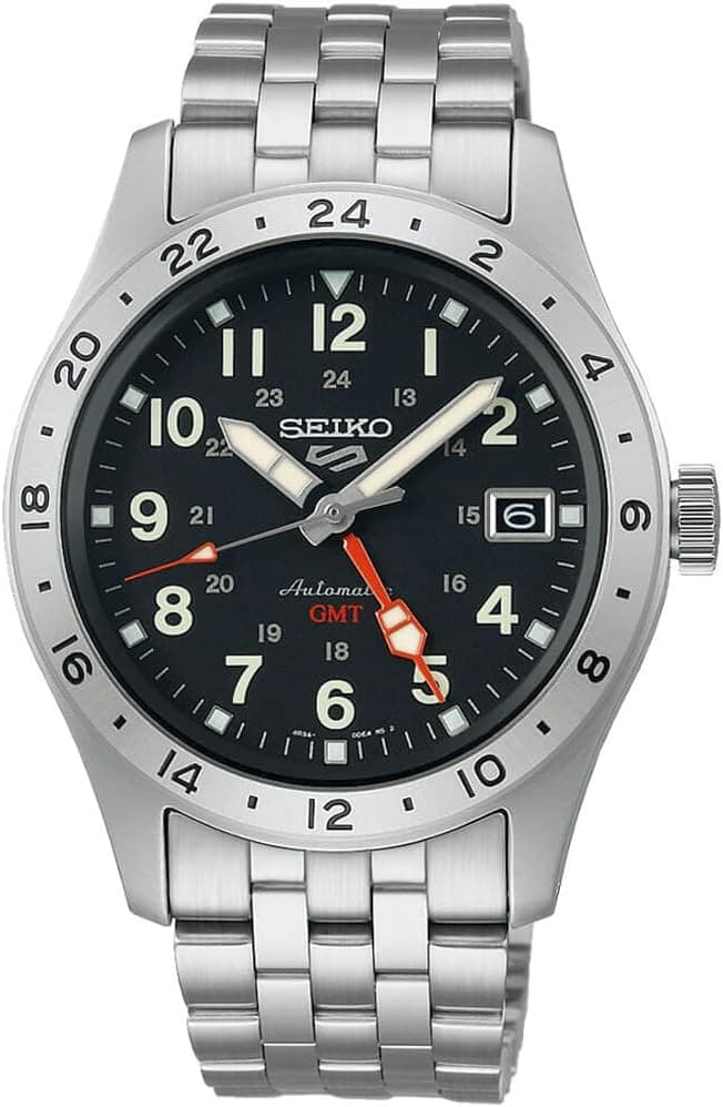 SEIKO Automatic Watch for Men - 5 Sports Collection - Men's Sport Watch, Stainless Steel, GMT Hand - Water-Resistant 100M