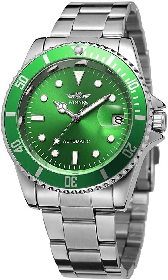 MASTOP Mens Automatic Watches Luxury Stainless Steel Classic Rotatable Bezel Dress Wrist Watch with Calendar
