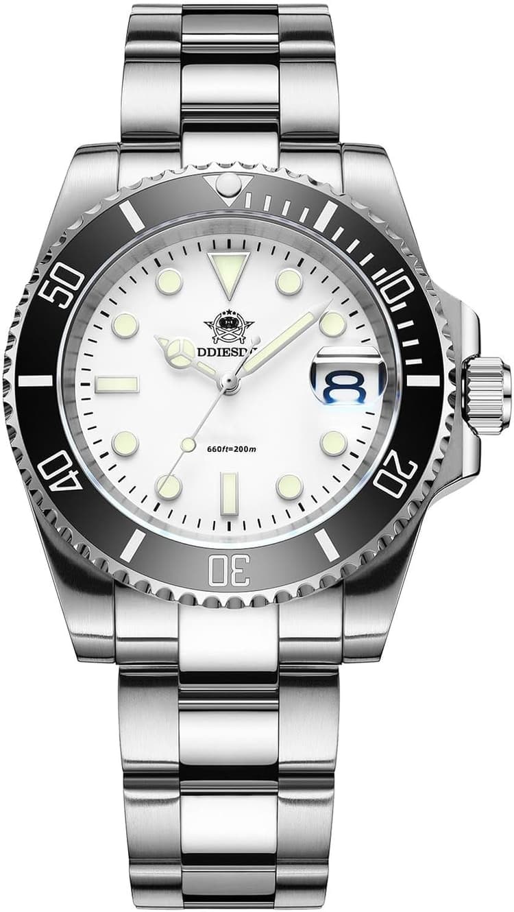 ADDIESDIVE 41 MM Mens Dive Watch Quartz Movement Watches for Men Easy to Read Dial 200 M Waterproof BGW9 Luminous Analog Orange/Red/Green/Black Gradient Dial