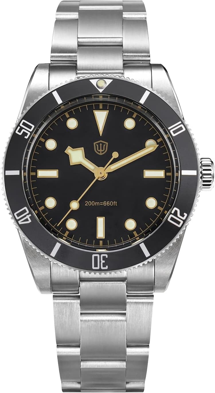 watchdives WD7922 BB54 Mens Watch, VH31 Sweep Second Quartz Watches 37mm Sapphire Crystal Luxury Wrist Watch 20Bar Diver Watches for Men