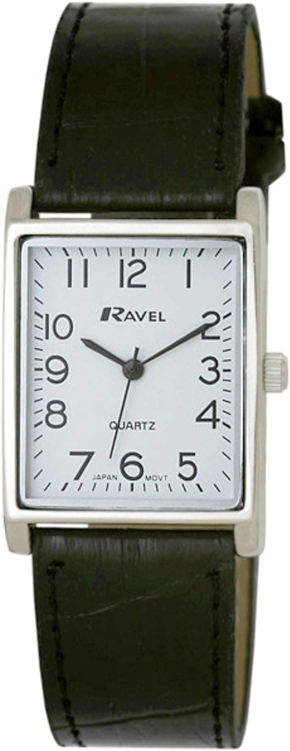 Ravel - Montre Traditionnelle Unisexe rectangulaire avec Cadran à Chiffres clairs