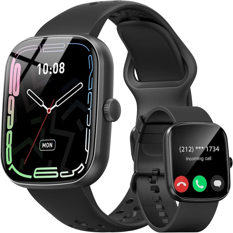 Smart Watch (Answer/Make Call), 1.96" SmartWatches for Men Women with Heart Rate/Activity Tracking, Fitness Tracker Watch with IP68 Waterproof/Pedometer, Smart Watch for Android/iPhone Compatible