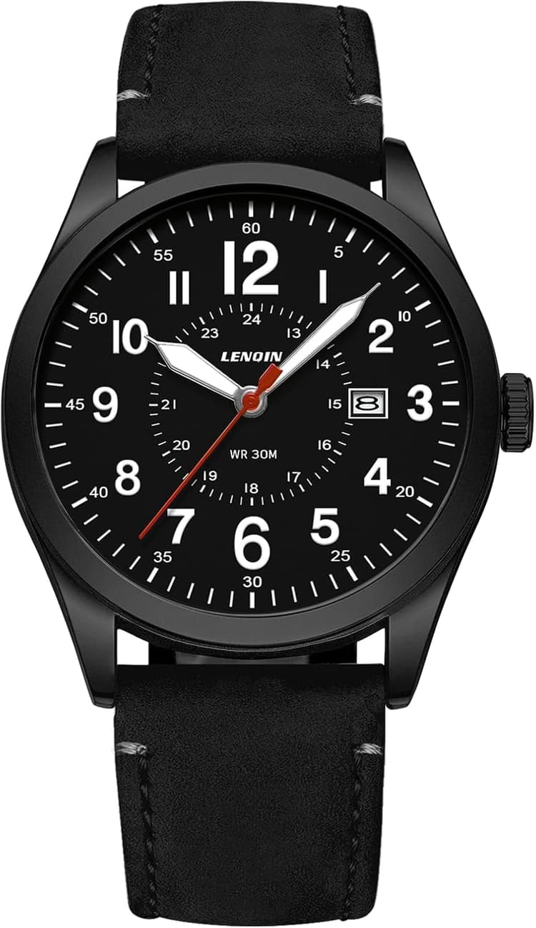 LN LENQIN Montre Homme Montres Militaires Field Analog Quartz Montre pour Homme Affichez Les Montres de Poignet imperméables avec Date Nylon Band Army Tactical Sports
